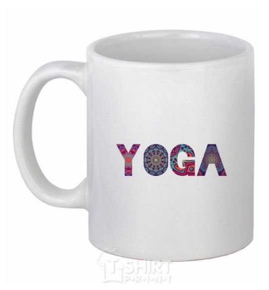 Ceramic mug Yoga text White фото