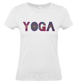 Women's T-shirt Yoga text White фото