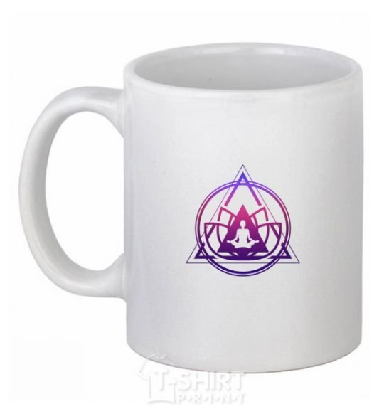 Ceramic mug Yoga lotus White фото