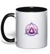 Mug with a colored handle Yoga lotus black фото