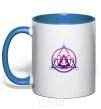 Mug with a colored handle Yoga lotus royal-blue фото