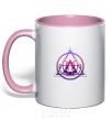 Mug with a colored handle Yoga lotus light-pink фото