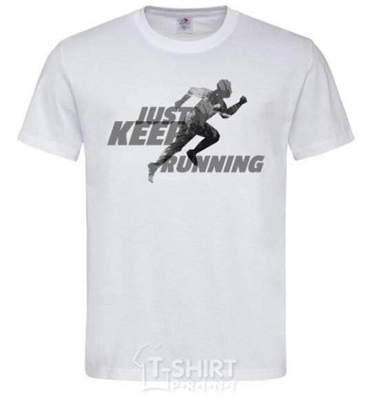 Мужская футболка Just keep running Белый фото
