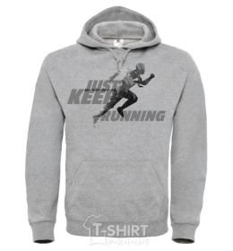 Men`s hoodie Just keep running sport-grey фото