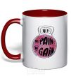 Mug with a colored handle Hey no pain no gain red фото