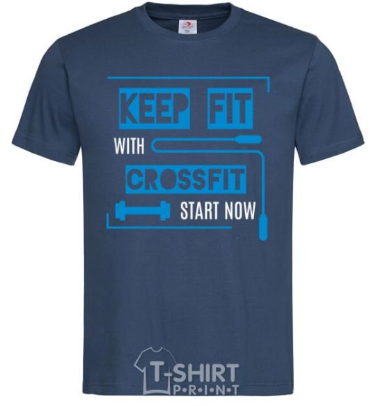 Мужская футболка Keep fit with crossfit start now Темно-синий фото