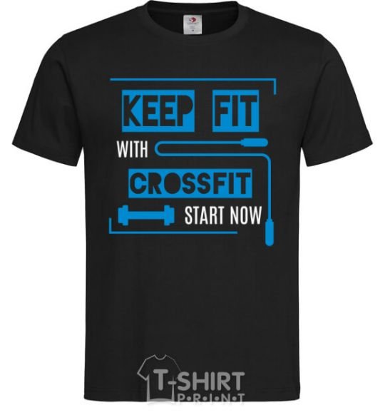 Мужская футболка Keep fit with crossfit start now Черный фото