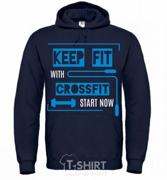 Men`s hoodie Keep fit with crossfit start now navy-blue фото