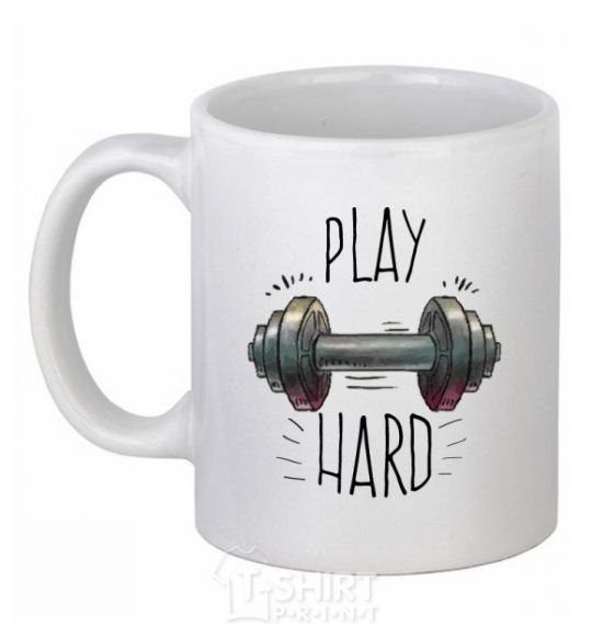 Ceramic mug Play hard White фото