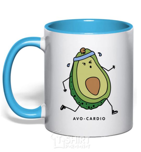 Mug with a colored handle Avo cardio sky-blue фото