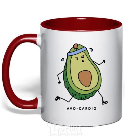 Mug with a colored handle Avo cardio red фото