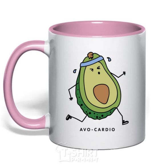 Mug with a colored handle Avo cardio light-pink фото