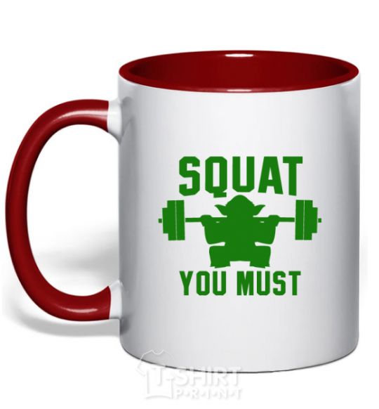 Mug with a colored handle Squat you must red фото