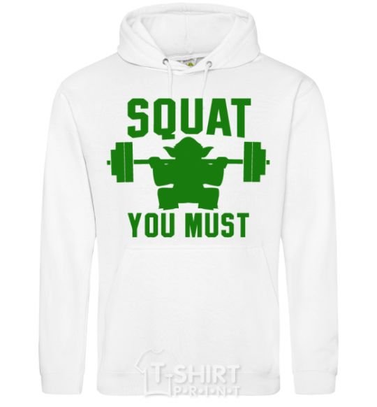 Men`s hoodie Squat you must White фото