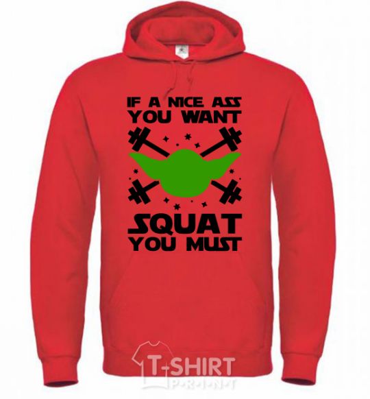 Men`s hoodie If a nice ass you want squat you must bright-red фото