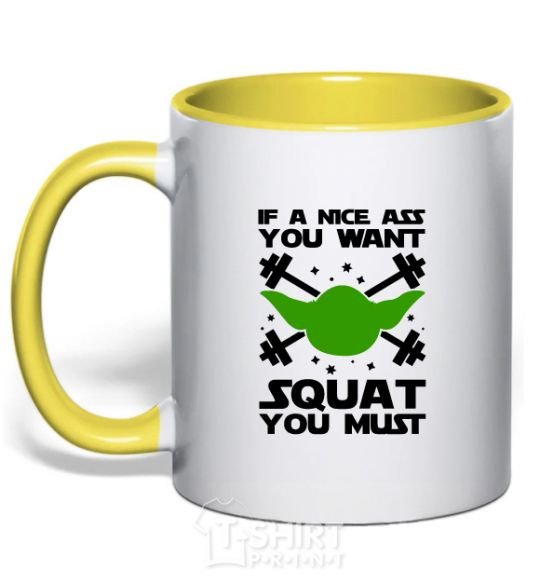 Mug with a colored handle If a nice ass you want squat you must yellow фото