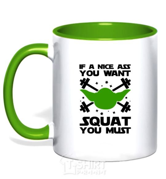 Mug with a colored handle If a nice ass you want squat you must kelly-green фото