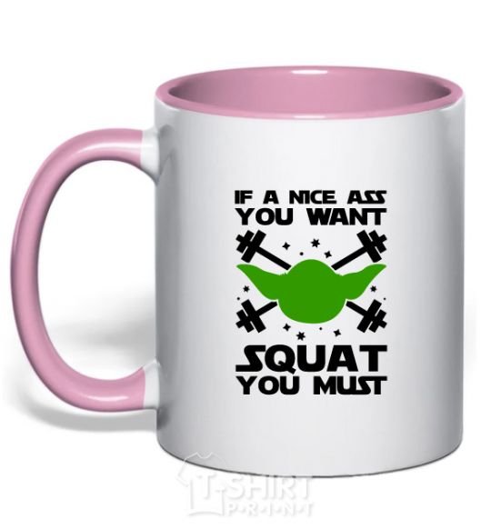 Mug with a colored handle If a nice ass you want squat you must light-pink фото