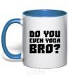 Mug with a colored handle Do you even yoga bro royal-blue фото