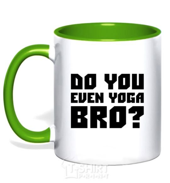 Mug with a colored handle Do you even yoga bro kelly-green фото
