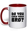 Mug with a colored handle Do you even yoga bro red фото