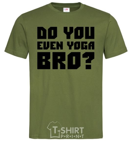 Мужская футболка Do you even yoga bro Оливковый фото