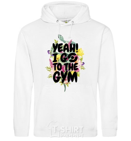 Men`s hoodie Yeah i go to the gym White фото