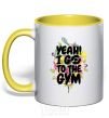 Mug with a colored handle Yeah i go to the gym yellow фото
