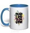 Mug with a colored handle Yeah i go to the gym royal-blue фото