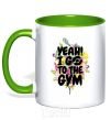 Mug with a colored handle Yeah i go to the gym kelly-green фото