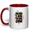 Mug with a colored handle Yeah i go to the gym red фото