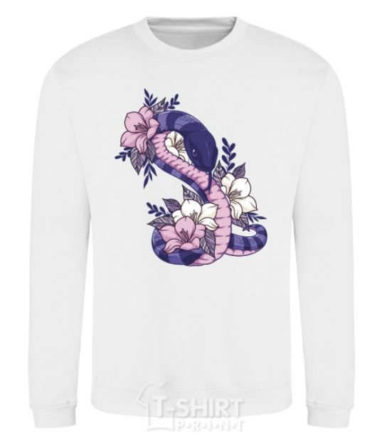 Sweatshirt A snake in flowers White фото