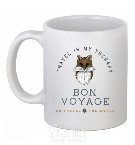 Ceramic mug Travel is my therapy Bon Voyage White фото