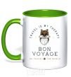 Mug with a colored handle Travel is my therapy Bon Voyage kelly-green фото