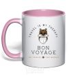 Mug with a colored handle Travel is my therapy Bon Voyage light-pink фото