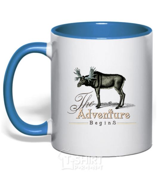 Mug with a colored handle The adventure begins royal-blue фото