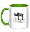 Mug with a colored handle The adventure begins kelly-green фото