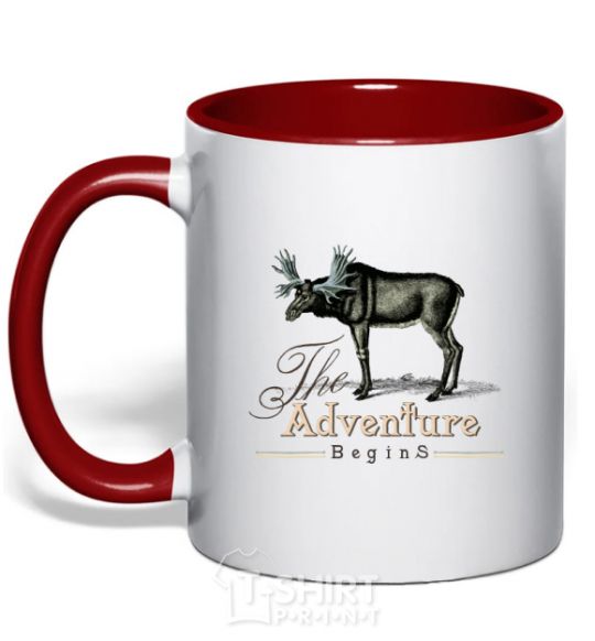 Mug with a colored handle The adventure begins red фото