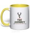 Mug with a colored handle Let's start the journey yellow фото