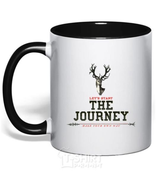 Mug with a colored handle Let's start the journey black фото