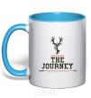 Mug with a colored handle Let's start the journey sky-blue фото