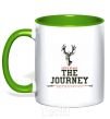 Mug with a colored handle Let's start the journey kelly-green фото