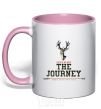 Mug with a colored handle Let's start the journey light-pink фото