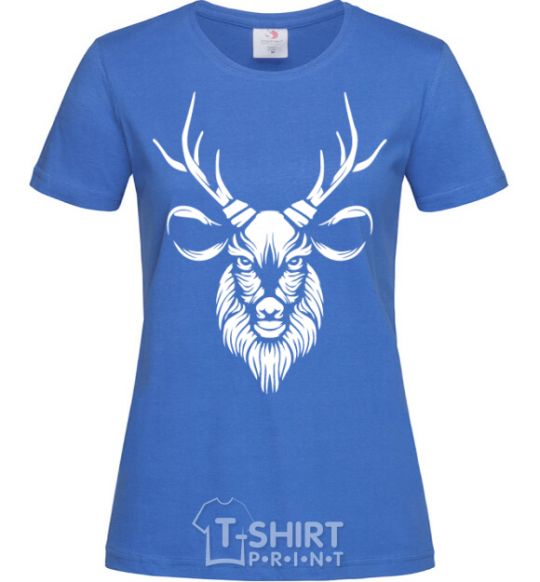 Women's T-shirt Deer head royal-blue фото