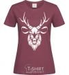 Women's T-shirt Deer head burgundy фото