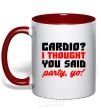 Mug with a colored handle Cardio i thought you said rarty yo red фото