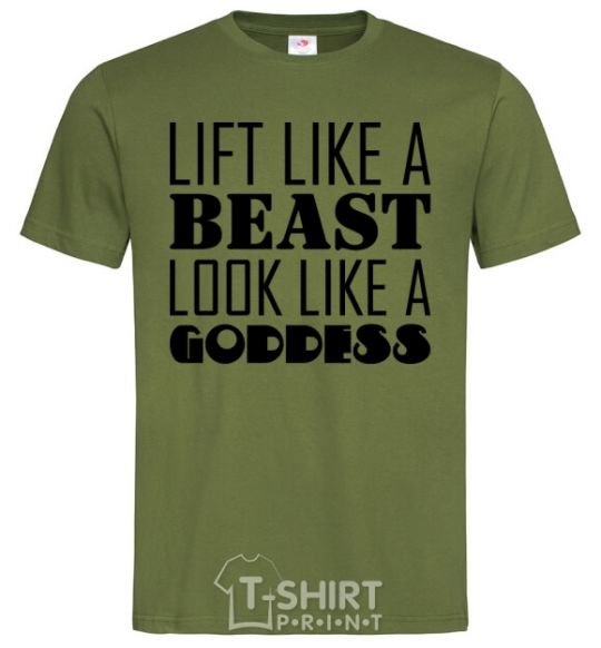 Men's T-Shirt Lift like a beast look like a goddess millennial-khaki фото