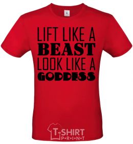 Men's T-Shirt Lift like a beast look like a goddess red фото