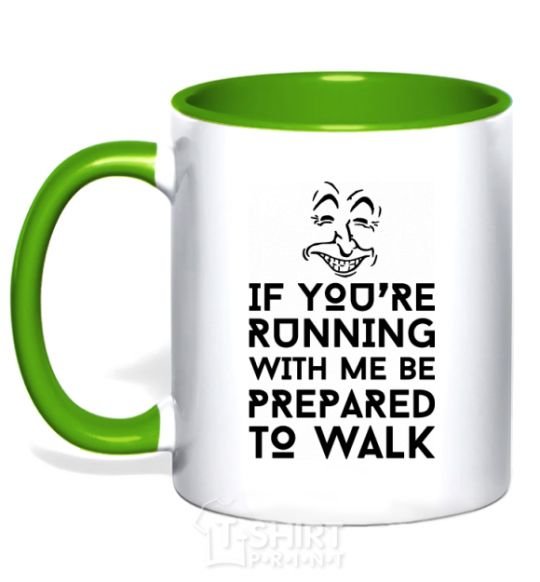 Mug with a colored handle If you're running with me kelly-green фото