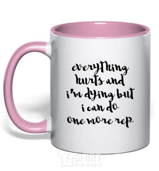 Mug with a colored handle Everything hurts and i'm dying иге light-pink фото